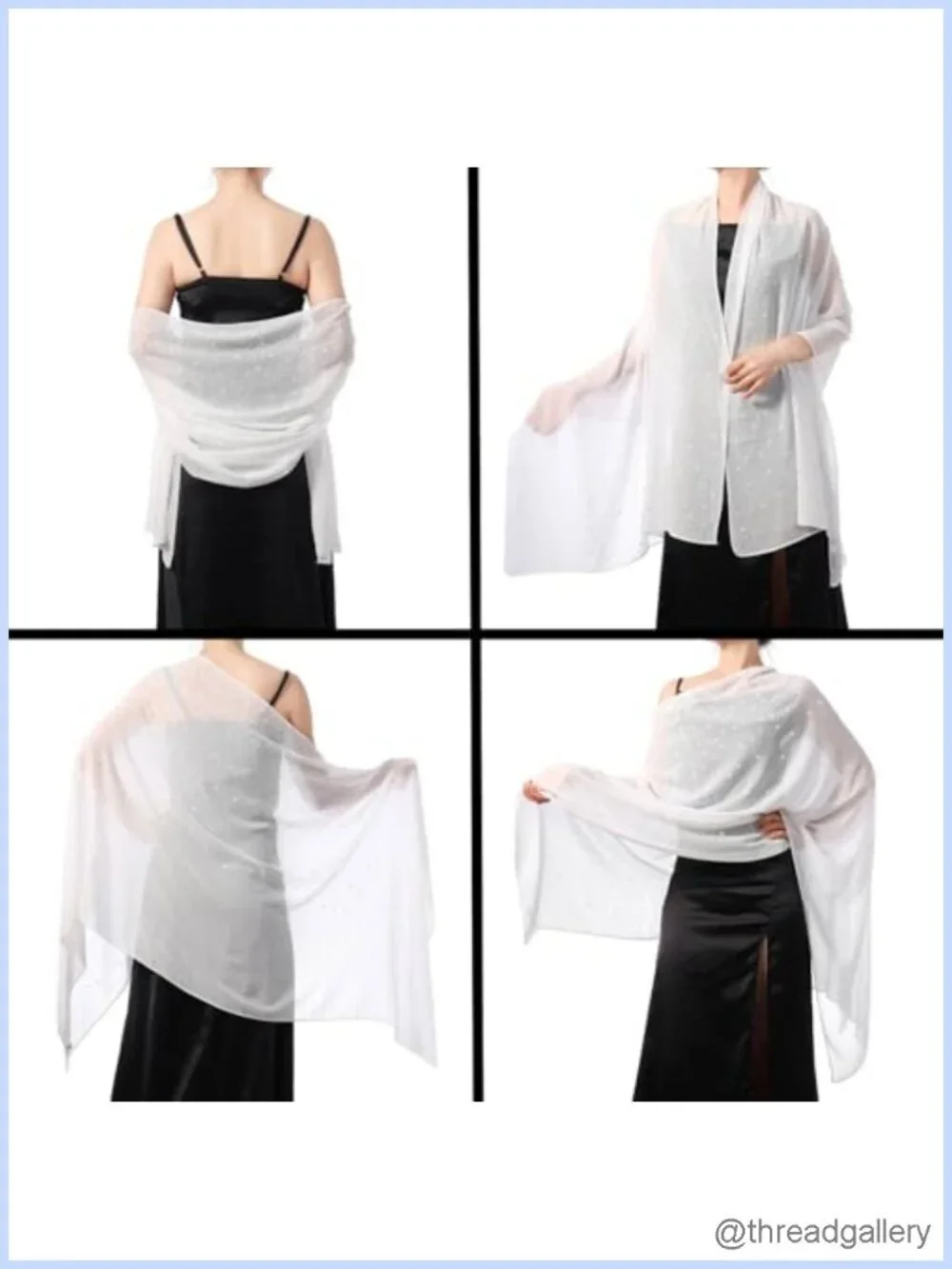 Women's Sparkling Rhinestone Chiffon Pashmina Wrap & Shawl for Evening Party